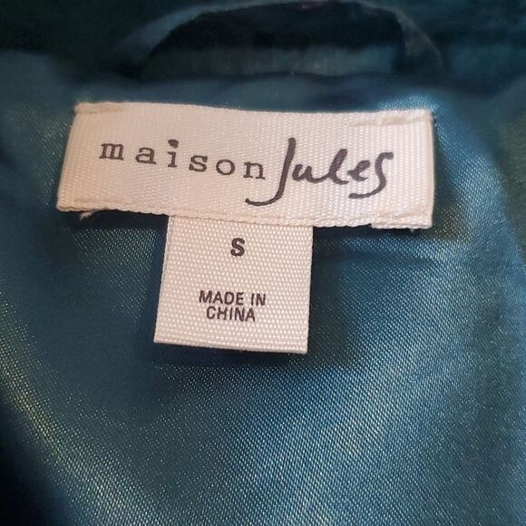MAISON JULES FAUX FUR JACKET SIZE SMALL REVERSIBLE BLUE GREEN - Picture 6 of 12